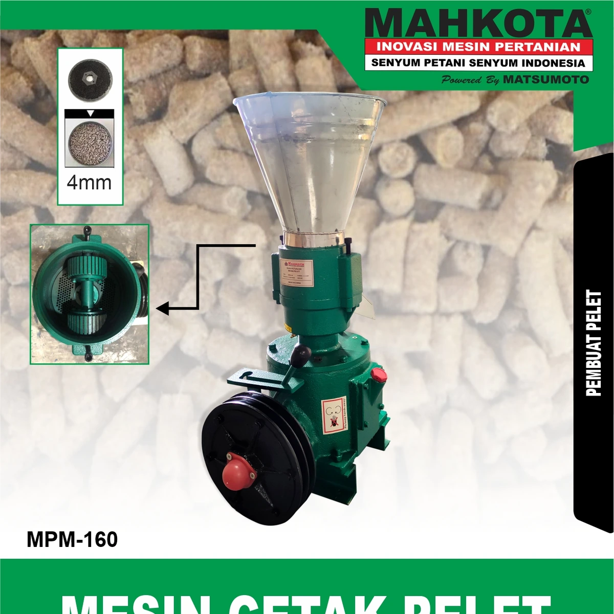 MPM-160 | PELLET MACHINE | MESIN CETAK PELET | MAHKOTA