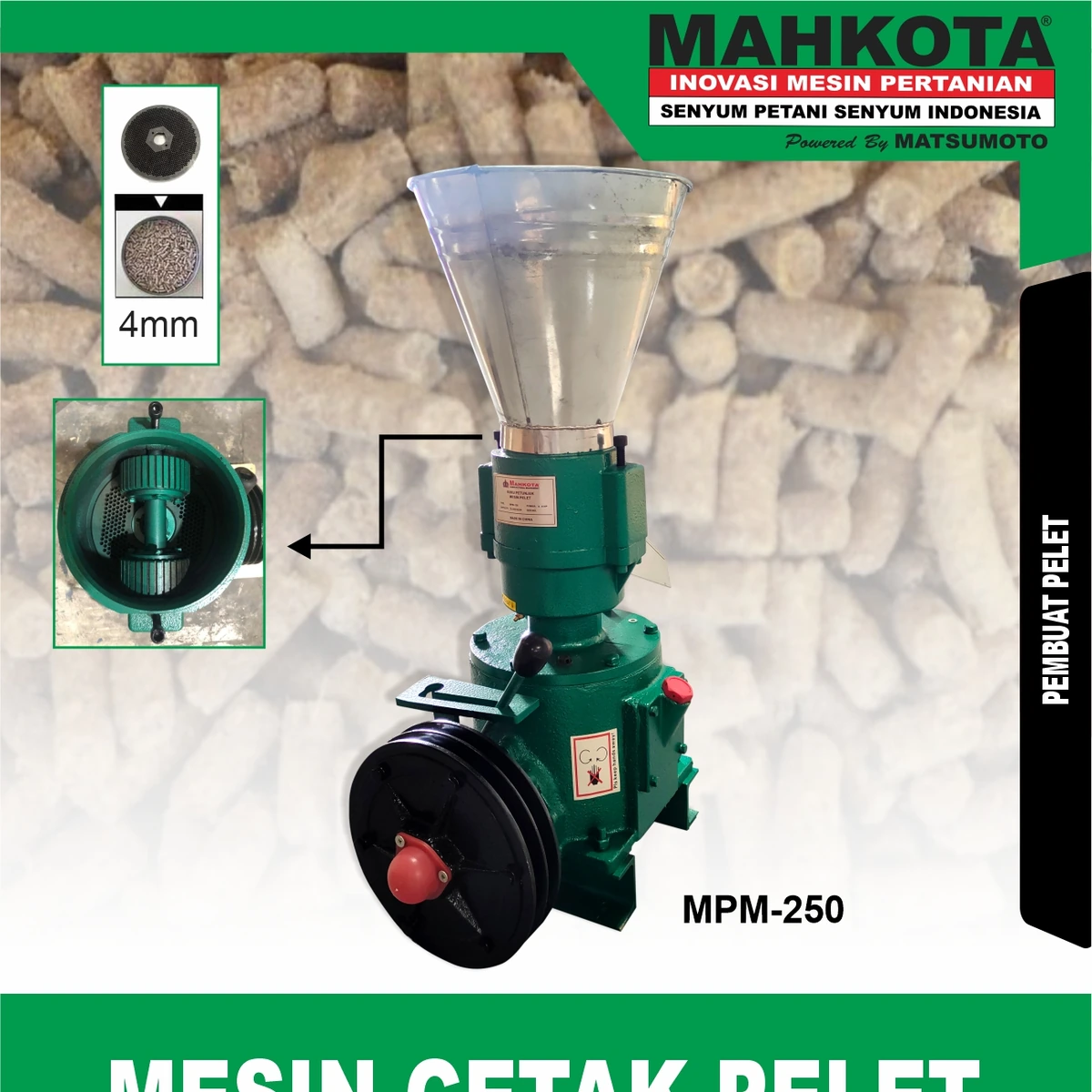 MPM-250 | PELLET MACHINE | MESIN CETAK PELET | MAHKOTA