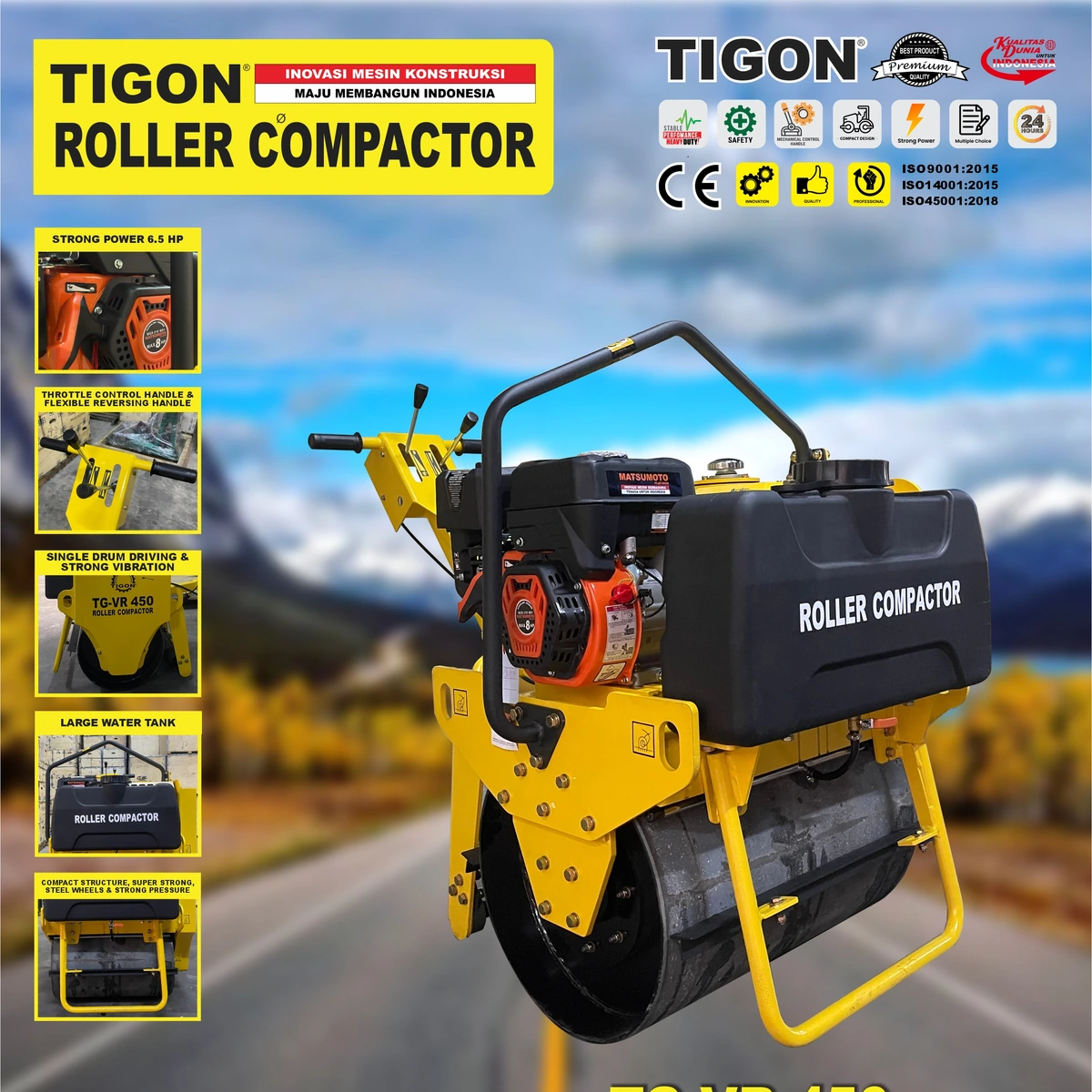 TG-VR450 | ROLLER COMPACTOR | MESIN PEMADAT TANAH | TIGON