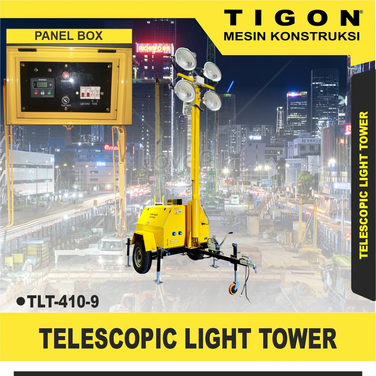 TLT-410-9 | MOBILE LIGHT TOWER | TELESCOPIC LIGHT TOWER | TIGON