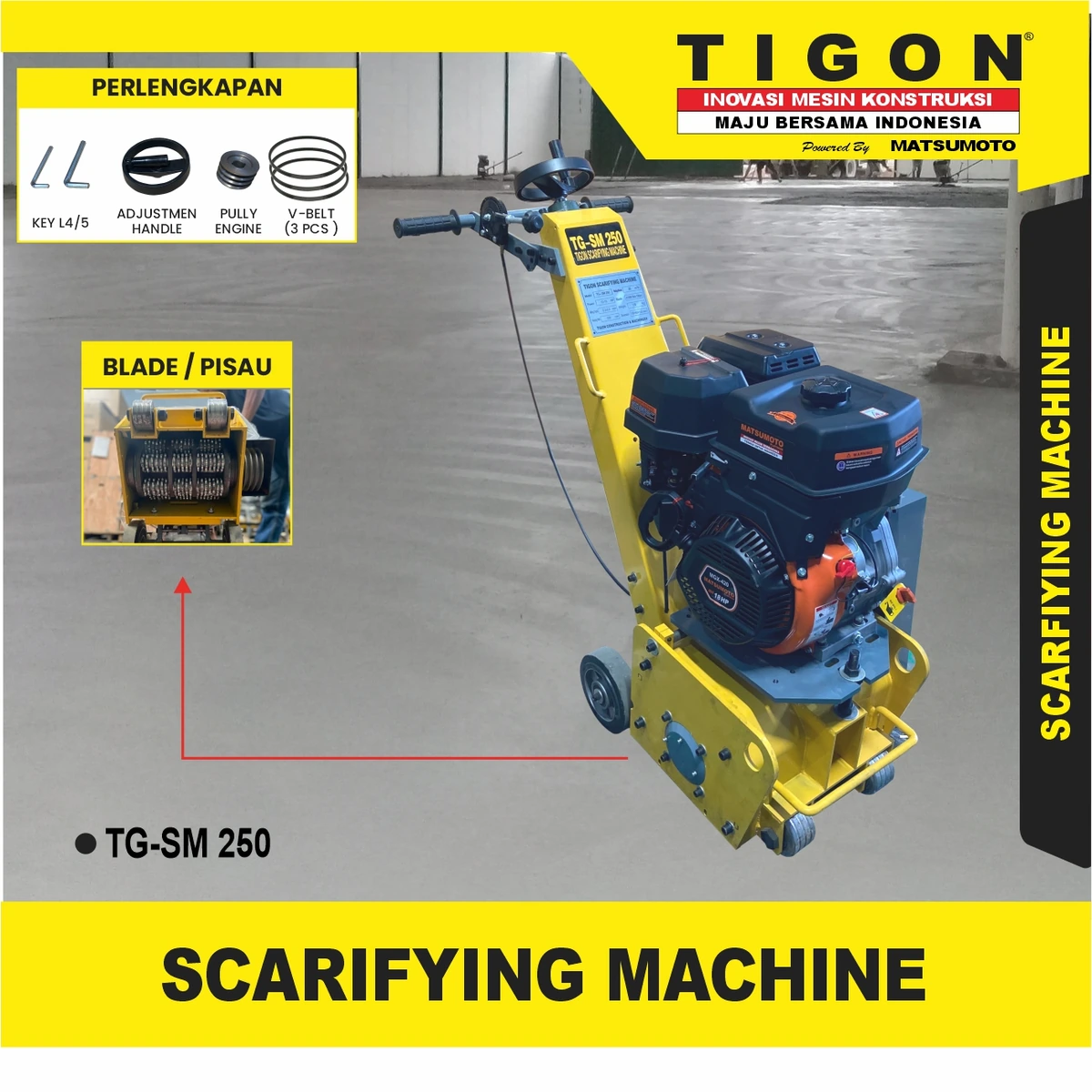 TG-SM250 | SCARIFYING MACHINE | MESIN PENGGARUK ASPAL / BETON | TIGON