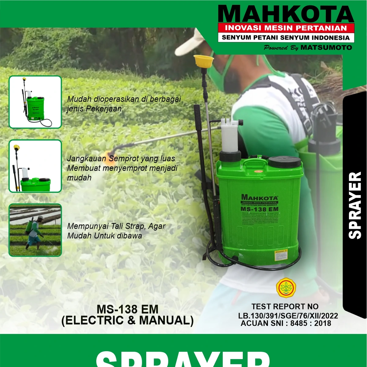 MS-138 EM | SPRAYER | ALAT SEMPROT HAMA ELEKTRIK & MANUAL | MAHKOTA