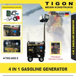TWG-6500 E | MOBILE LIGHT TOWER | 4 IN 1 GASOLINE GENERATOR | TIGON