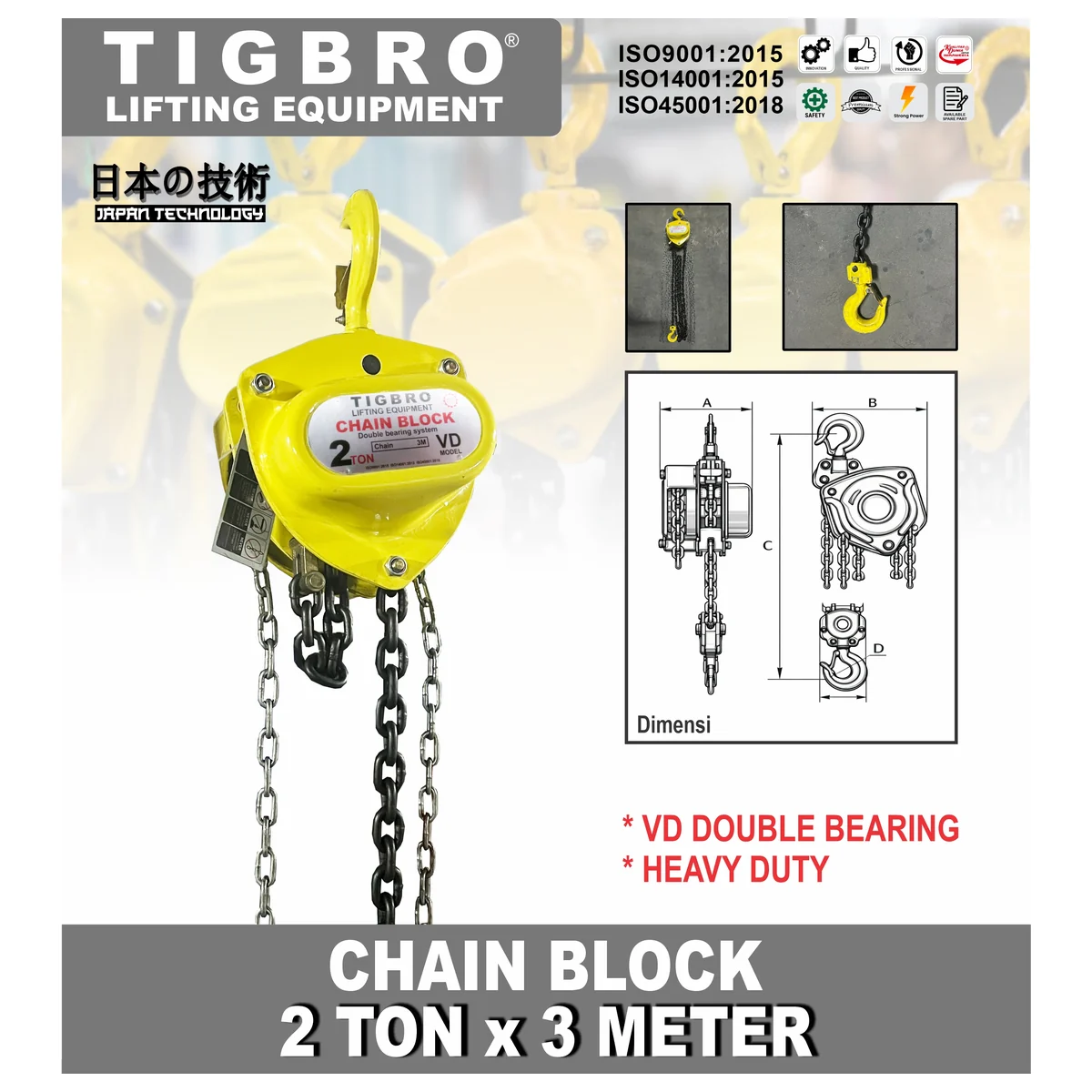 TIGBRO 2TON X 3M / CHAIN BLOCK