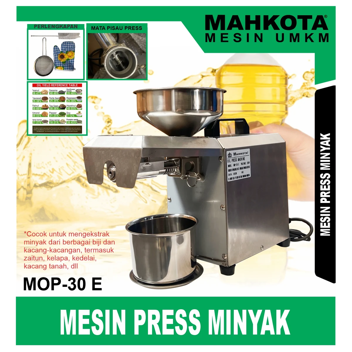 MAHKOTA MOP-30 E / MESIN PRESS MINYAK
