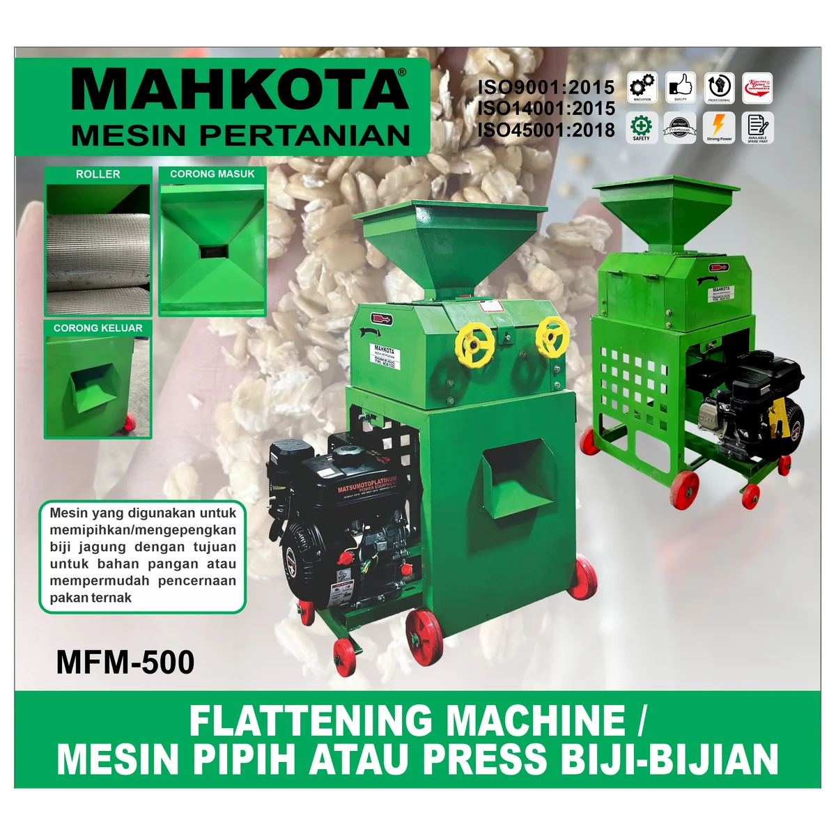 MAHKOTA MFM-500 / FLATTENING MACHINE / MESIN PIPIH ATAU PRESS BIJI-BIJIAN
