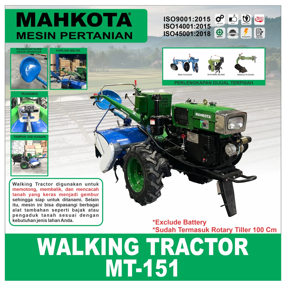 MAHKOTA MT-151 / WALKING TRACTOR